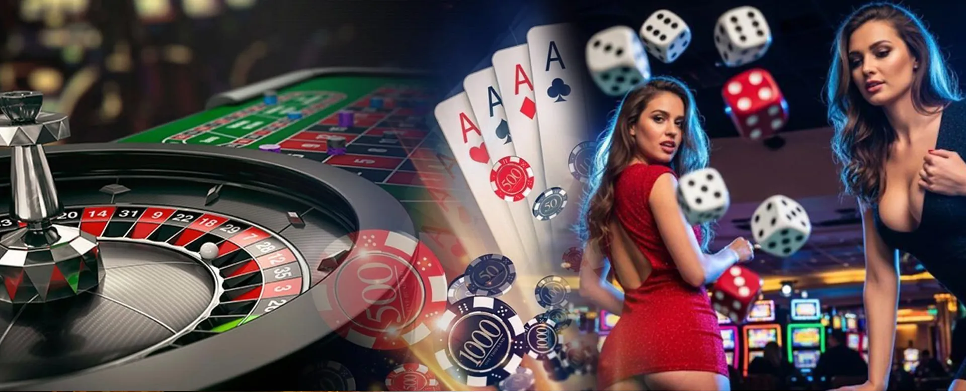 aaajili Casino Games Hero Banner: Diverse games with golden accents